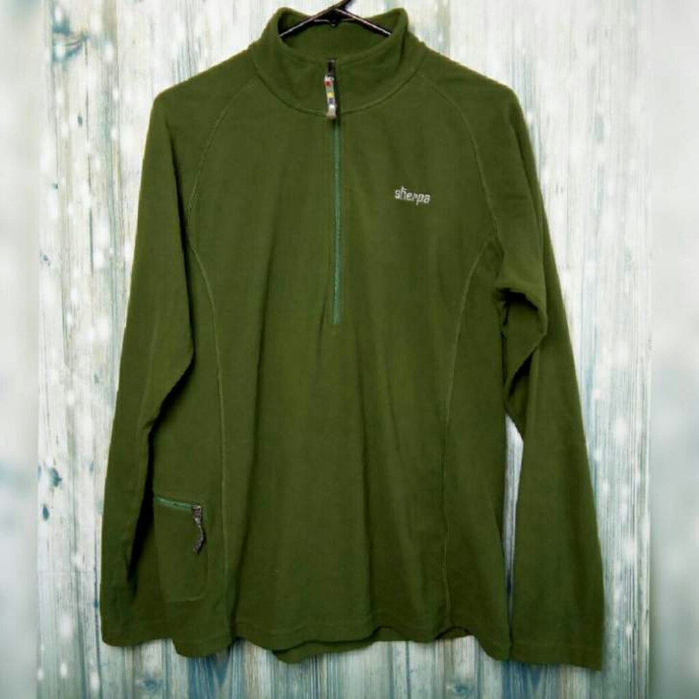 Sherpa green 1/4 zip fleece men's medium
